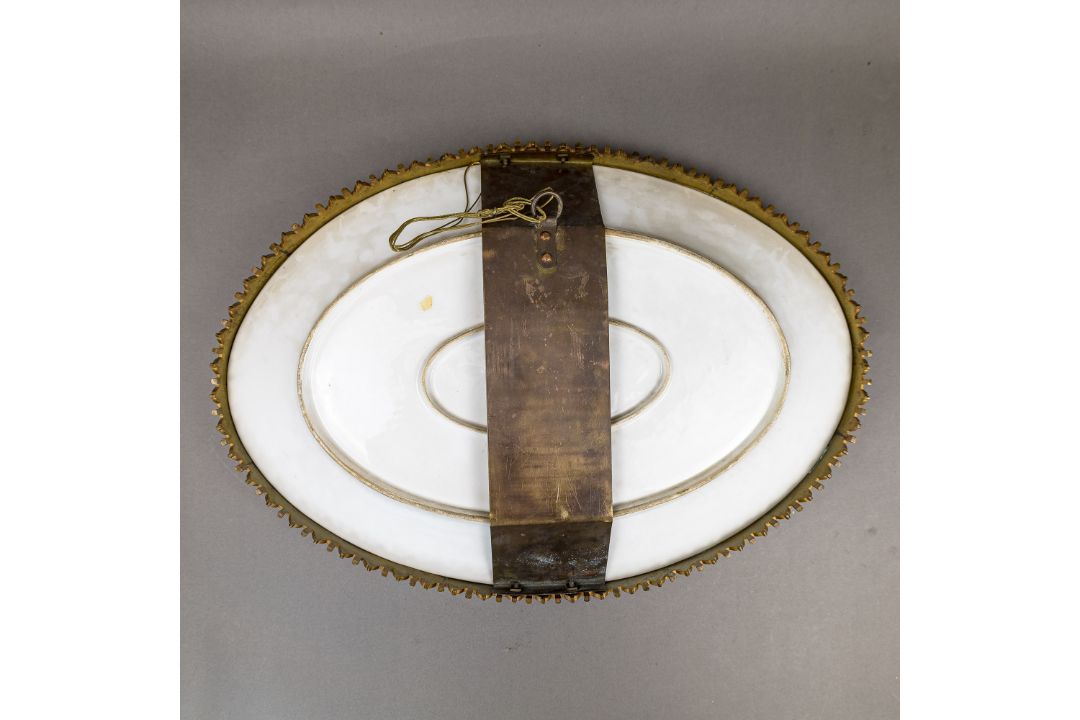 A large oval dish ornately decorated in the manner of Sevres porcelain, featuring a male and three - Image 9 of 9