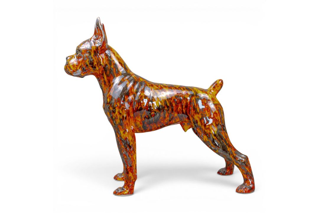 Anita Harris, huge impressive fireside model of an American Boxer Dog, H46.5cm x L49cm, Gold - Image 1 of 13