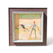 Rob POINTON (1982), oil on canvas panel of two squash players 