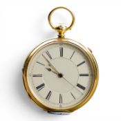 18ct gold open face pocket watch, Chester hallmark, J Hargreaves Liverpool, late 19th century,