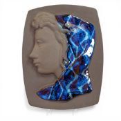 Johannes Hedegaard for Royal Copenhagen, vintage decorative ceramic wall relief of a woman wearing a