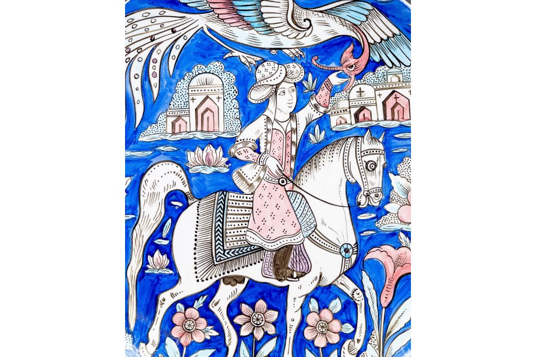 Wade prototype charger, decorated in a Persian/middle eastern style with a figure on horse back with - Image 3 of 7