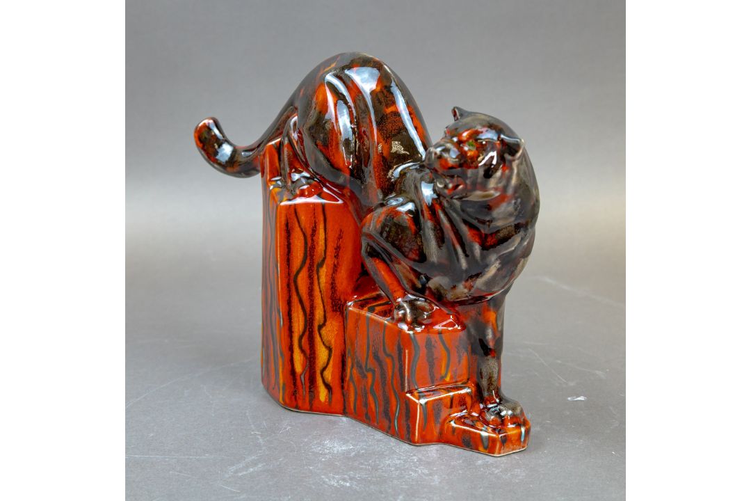 Anita Harris, stunning black & grey Cougar figurine with reactive glazes. Gold signed. H28cm - Image 3 of 7