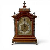 19th century French carved walnut mantle clock, nice quality clock with brass fitments, bevelled