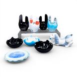 A collection of Wade prototype shaped dishes from The William Harper studios, each painted in