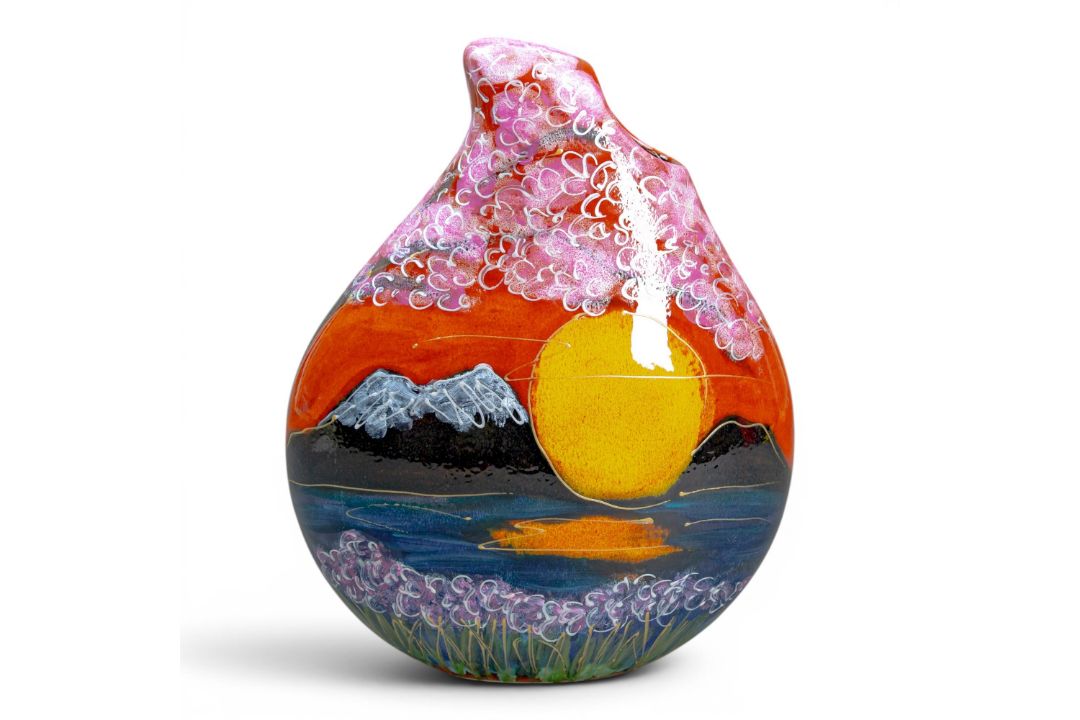 Anita Harris Cherry Blossom Teardrop vase H32cm. Gold signed. - Image 1 of 6