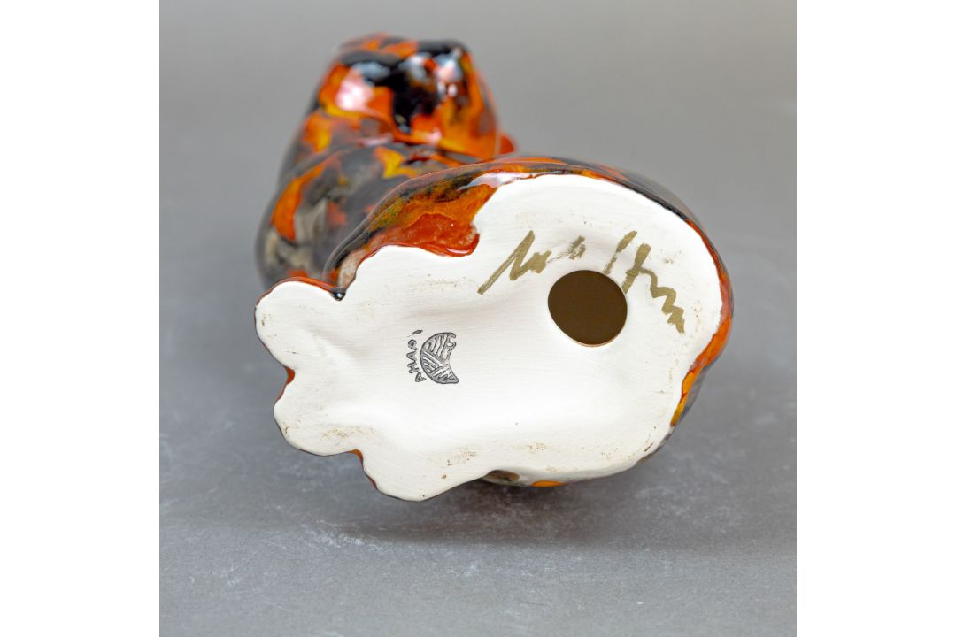 Anita Harris, Seated Cat figurine with glazed fusion Tiger effects H22cm. Gold signed. - Image 6 of 6