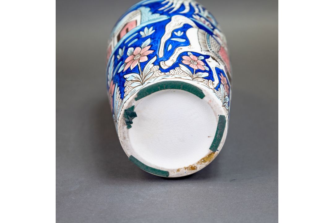 Wade prototype vase, decorated in a Persian/middle eastern style with a figure on horse back with - Image 6 of 7