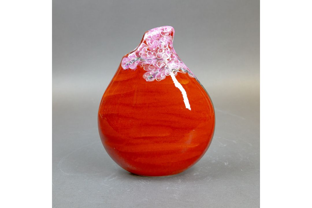 Anita Harris Cherry Blossom Teardrop vase H32cm. Gold signed. - Image 4 of 6