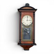 Miniature Vienna wall clock, enamel dial, with 31 day movement, h.43 x w.16cm.