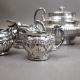 Late 19th/early 20th century ceramic chrome Lustre glaze tea pot, covered hexagonal, fluted sugar - Image 3 of 10