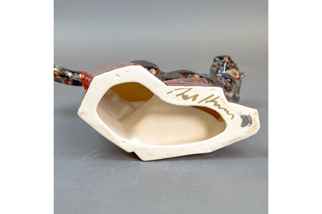 Anita Harris, stunning black & grey Cougar figurine with reactive glazes. Gold signed. H28cm - Image 7 of 7