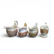 Late 18th/early 19th century porcelain cream or milk jugs, from different manufacturers, and in