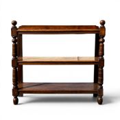 Victorian oak three tier dumbwaiter, w.120 x d.40 x h.110cm