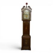 19th /20th century longcase grandfather clock, featuring swan-neck pediment, with intricate wooden