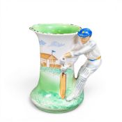 Burleigh Ware Cricketing jug - the handle in the form of a batsman wearing a blue cap, No. 5290, (H:
