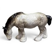 Beswick model of a grazing Shire horse, model 1050, in rocking horse grey gloss colourway, h.14cm.
