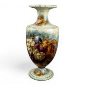 A large Urn shaped continental vase decorated with flowers and berries, signed G. Lemonnier, approx.