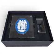 Wedgwood & Bentley prestige three graces plaque, encapsulated in plastic display stand, 33 x 27.5cm,