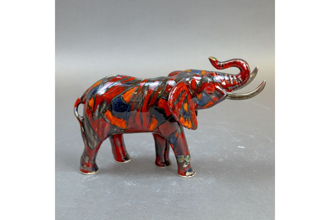 Anita Harris, stunning model of an Elephant with reactive glazes H13cm x L21cm. Gold signed. - Image 2 of 7