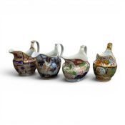 Late 18th/early 19th century porcelain cream or milk jugs, from various manufacturers, featuring