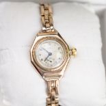 9ct gold ROLEX vintage wristwatch & 9ct gold bracelet, 32g. Movement marked Rolex Prima, case back