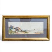 Thomas Sidney (1803-1902), framed watercolour of Robin Hood Bay, depicting boats sailing across