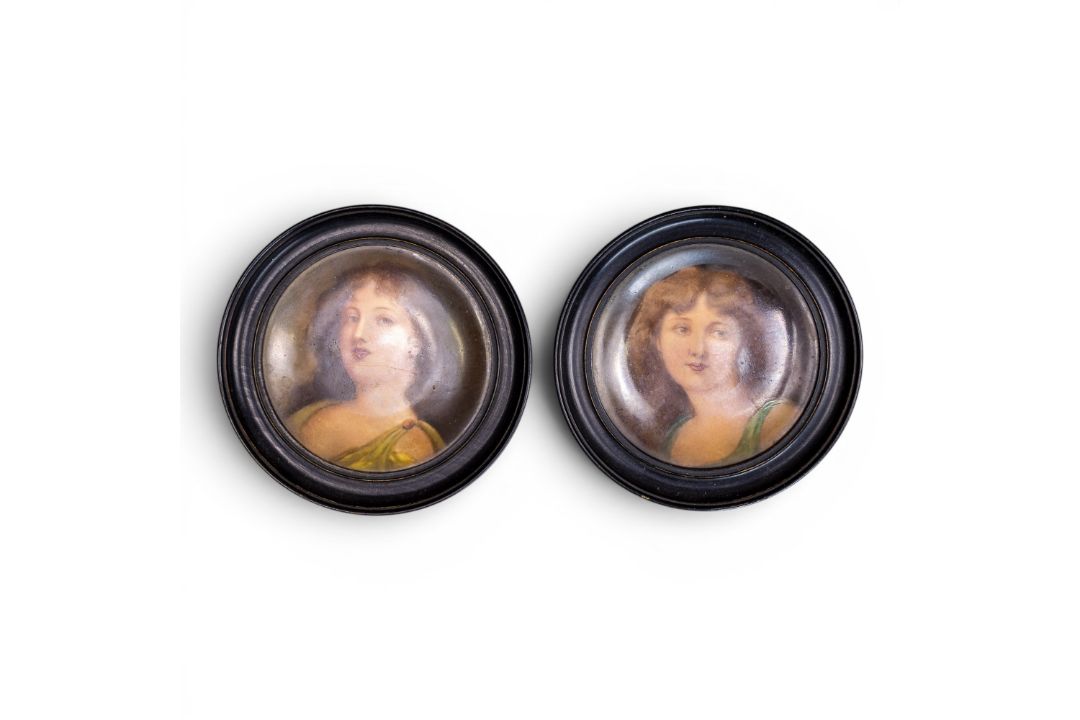 A pair of Doulton Burslem oval hand painted plaques, by Leslie Johnson, each decorated with a woman, - Image 1 of 5