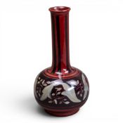 Bernard Moore Flambe bud vase, decorated with trailing leaves, signature & monogram to base, h.