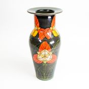 Dennis China Ware, a hand-decorated floral vase, designed by Sally Tuffin, no.1, 2009. (H: 31.5cm)