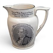 Liverpool Creamware jug, decorated with 