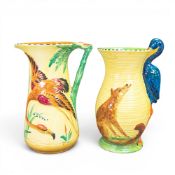 Early 20th century Burleigh Ware ceramic jugs, featuring Stork & Fox design, together with