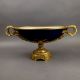 An oval porcelain serving bowl with cobalt exterior, with ornate gilt metal mounts, handle to handle - Image 7 of 8