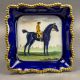 Royal Worcester square bowl depicting a race horse and jockey, by artist Harry Davis, cobalt blue - Image 3 of 8