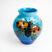 Dennis China Ware, a hand-decorated Ladybird vase, designed by Sally Tuffin, no.2, 1998. (H: 16.