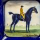 Royal Worcester square bowl depicting a race horse and jockey, by artist Harry Davis, cobalt blue - Image 4 of 8