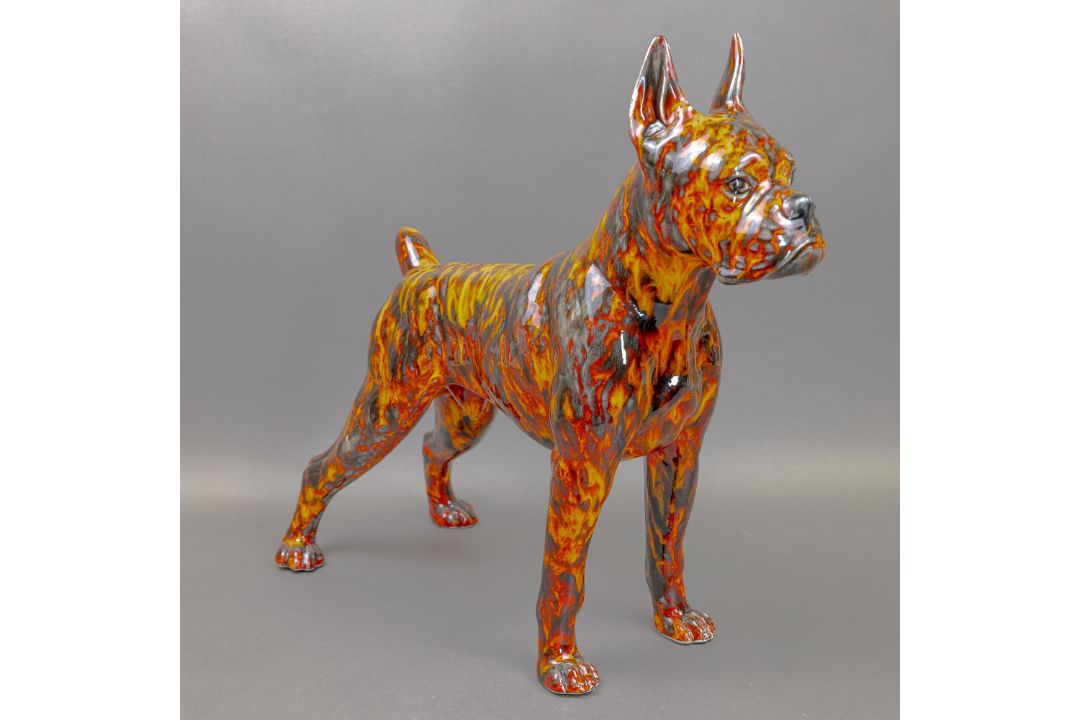 Anita Harris, huge impressive fireside model of an American Boxer Dog, H46.5cm x L49cm, Gold - Image 6 of 13