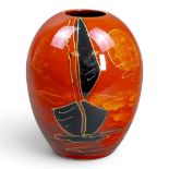 Anita Harris Sailing Home Delta vase H15cm. Gold signed.