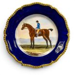 Royal Worcester cabinet plate depicting a race horse and jockey, signed by artist Harry Davis,