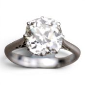3.47ct natural old European cut diamond solitaire ring with recent insurance valuation stating