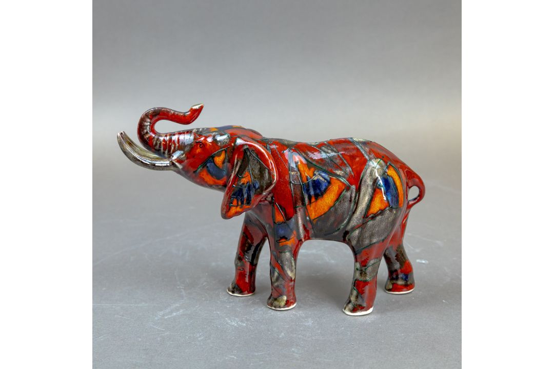 Anita Harris, stunning model of an Elephant with reactive glazes H13cm x L21cm. Gold signed. - Image 4 of 7