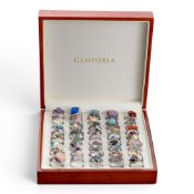 A good collection of silver rings, a ladies dress collection, each Silver ring set with various