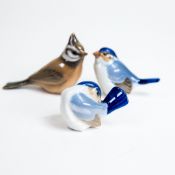 Royal Copenhagen Porcelain Birds to include:- Preening Finch No:1041, Standing Finch No:1040