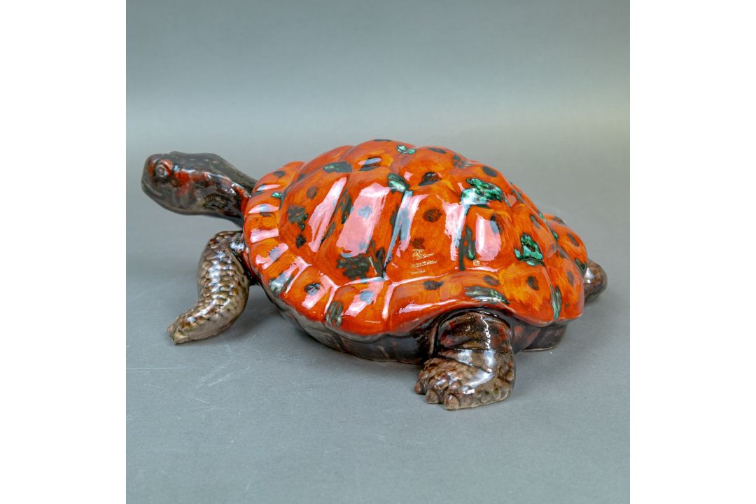 Anita Harris, extra large model of a Tortoise with blue mountain glaze L35cm. Gold signed. - Image 6 of 7