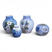 Royal Copenhagen porcelain vases of various forms, painted with dandelion floral pattern, model no.