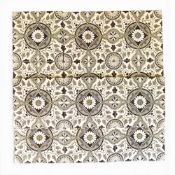 Twelve T.A Simpson of Hanley Victorian fireplace tiles, featuring central Daisy flower surrounded by