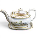 Late 18th/early 19th century porcelain teapots, of various body shapes, matching lids and five