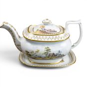 Late 18th/early 19th century porcelain teapots, of various body shapes, matching lids and five