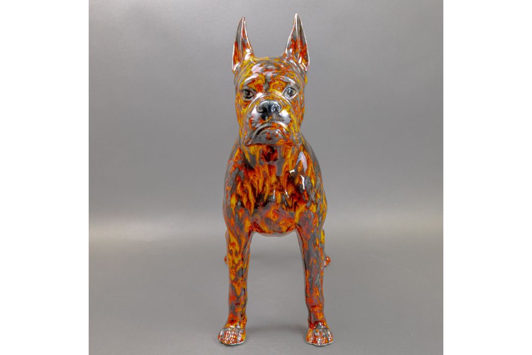 Anita Harris, huge impressive fireside model of an American Boxer Dog, H46.5cm x L49cm, Gold - Image 5 of 13