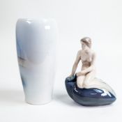 Royal Copenhagen Porcelain to include:- Vase No:4570 depicting a Ship at Sea in the nautical colours